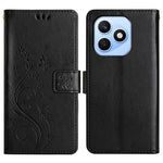 For Honor X8d 4G Leather Wallet Case Butterfly Flower Imprinted Phone Cover with Strap