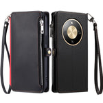 For Honor Magic8 Lite 5G  /  X9d 5G  /  X70 5G Case TPU + PU Leather Wallet Phone Cover with Wrist Strap