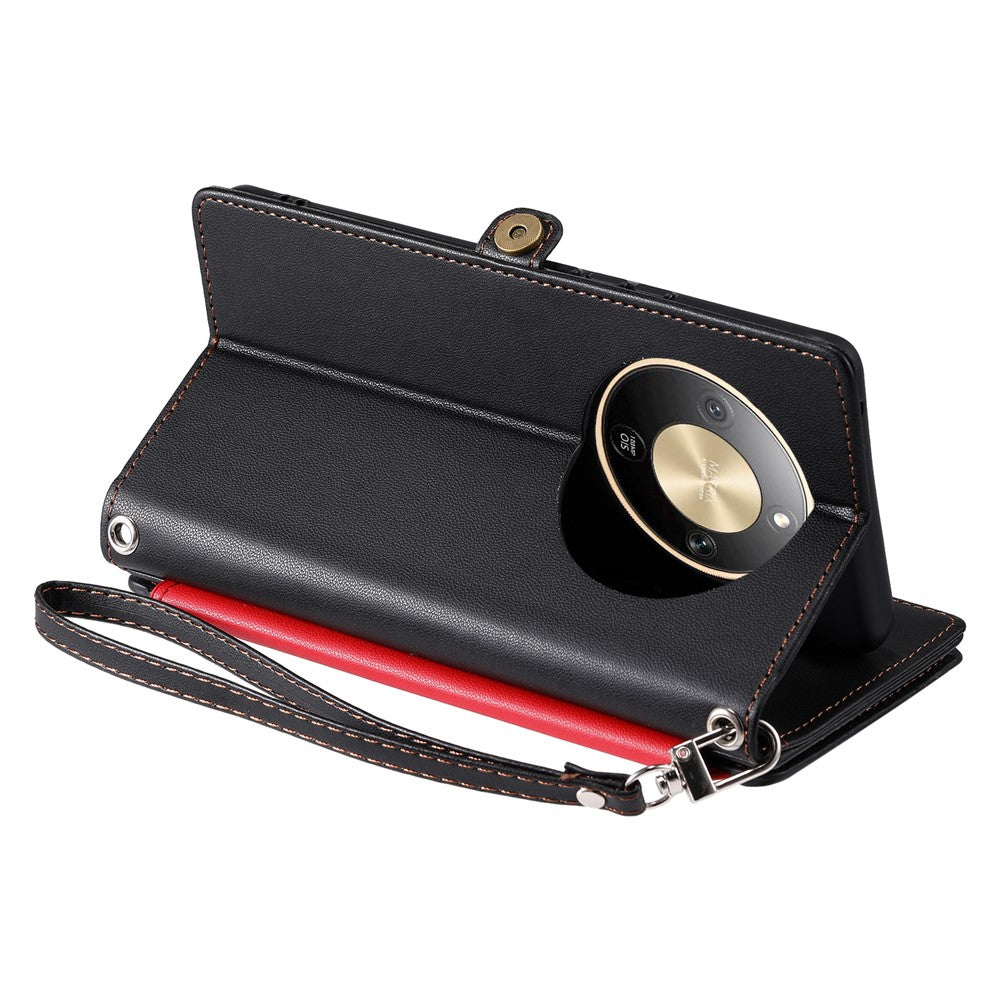 For Honor Magic8 Lite 5G  /  X9d 5G  /  X70 5G Case TPU + PU Leather Wallet Phone Cover with Wrist Strap