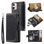 For Honor 600 Lite 5G Pung Etui Rhombus Syet Mønster PU Læder Telefon Cover med Håndledsrem