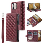 For Honor 600 Lite 5G Pung Etui Rhombus Syet Mønster PU Læder Telefon Cover med Håndledsrem