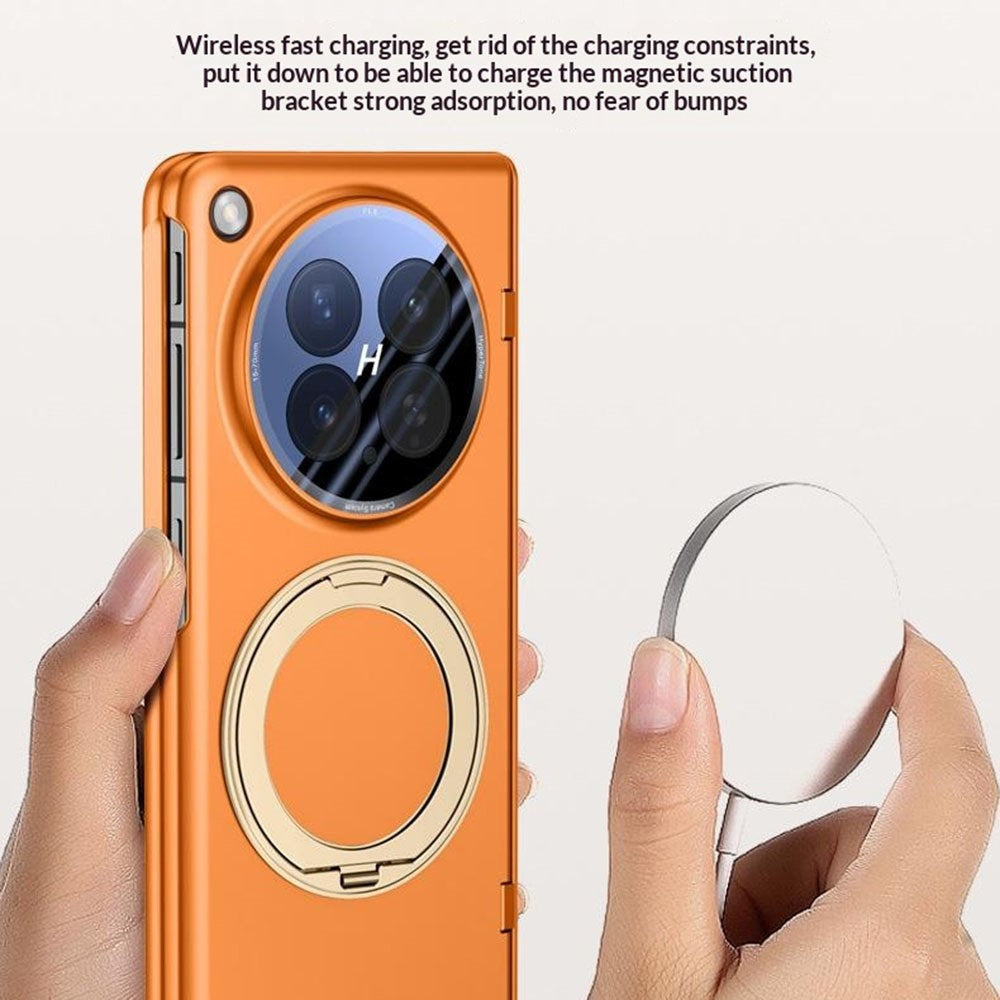Oppo Find N6 5G magnetiskt skal med ultraklar härdad glasfilm/linsskydd, gångjärnsvridbart stativ PC-mobilskal