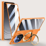 Oppo Find N6 5G magnetiskt skal med ultraklar härdad glasfilm/linsskydd, gångjärnsvridbart stativ PC-mobilskal