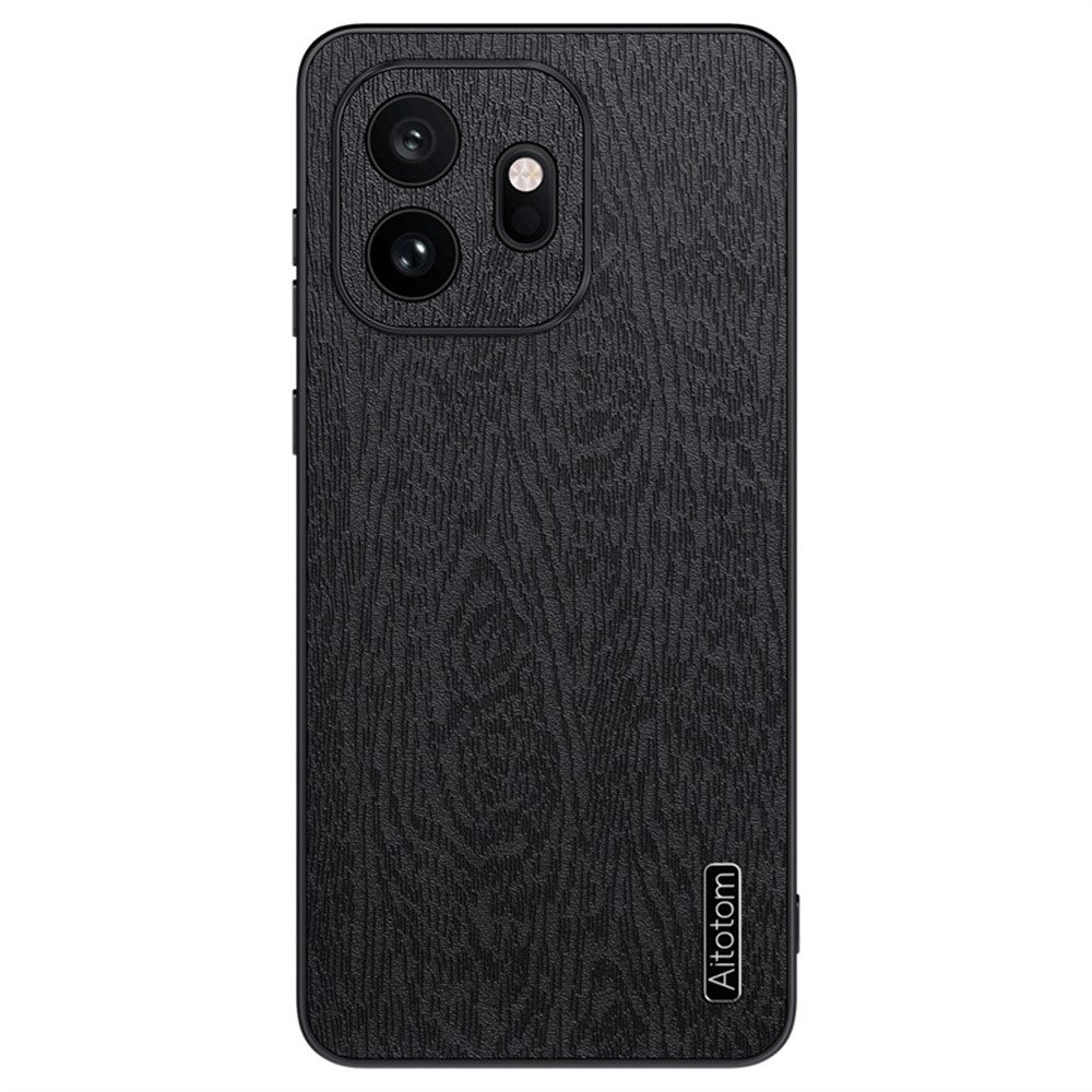For OnePlus 15T 5G Case Wood Texture PU Leather Coated PC TPU Phone Cover