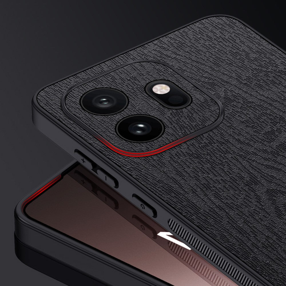 For OnePlus 15T 5G Case Wood Texture PU Leather Coated PC TPU Phone Cover