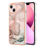 Til iPhone 13 6,1 tommer YB IMD Series-16 Stil E 2,0 mm TPU Drop Testet Telefoncover Galvaniseret Ramme Marmor Mønster IMD Bagcover
