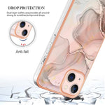 Til iPhone 13 6,1 tommer YB IMD Series-16 Stil E 2,0 mm TPU Drop Testet Telefoncover Galvaniseret Ramme Marmor Mønster IMD Bagcover