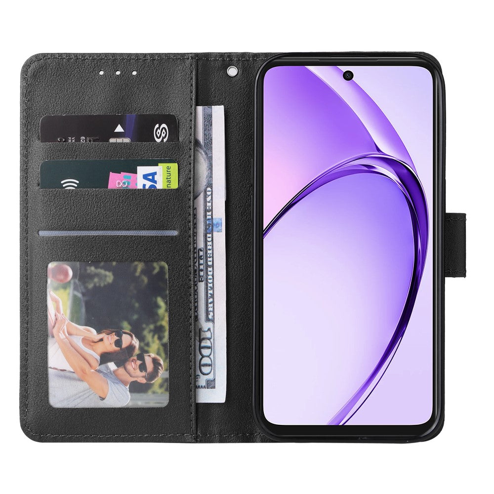 For Oppo Reno15 F 5G Case PU Leather Wallet Stand Phone Cover with Wrist Strap