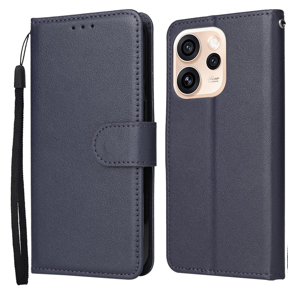 Oppo Reno15 Pro Max 5G (Global) / Reno15 Pro 5G (Kina) fodral i PU-läder, plånboksfodral med stativ och handledsrem