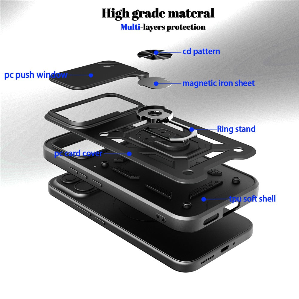 Case for Xiaomi Redmi K90 Pro Max 5G  /  Poco F8 Ultra with Slide Camera Lid PC + TPU Kickstand Phone Cover