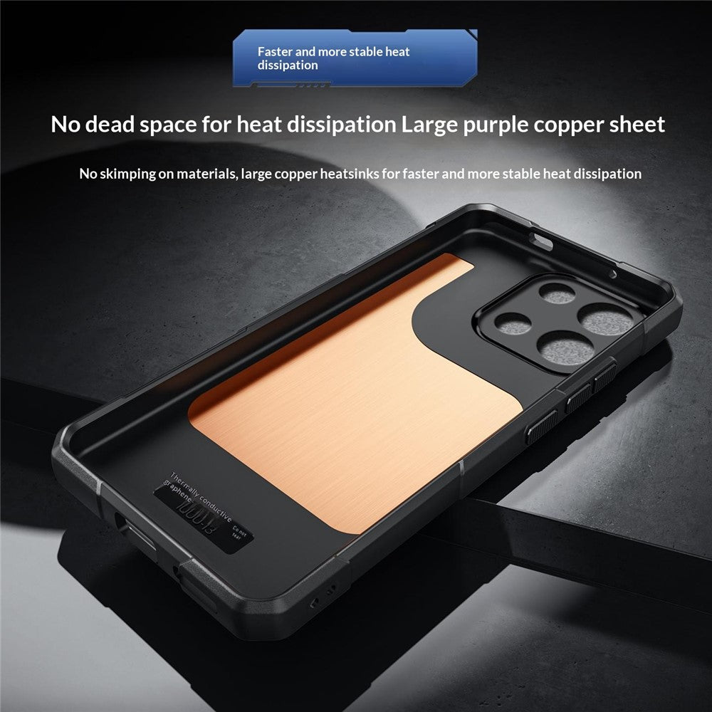 OnePlus Nord CE6 5G / Nord 6 5G / Turbo 6V 5G / Turbo 6 5G skal koppar värmeavledande TPU + metallkylning mobilskal stöd magnetiskt bilfäste