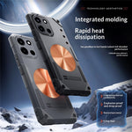 OnePlus Nord CE6 5G / Nord 6 5G / Turbo 6V 5G / Turbo 6 5G skal koppar värmeavledande TPU + metallkylning mobilskal stöd magnetiskt bilfäste