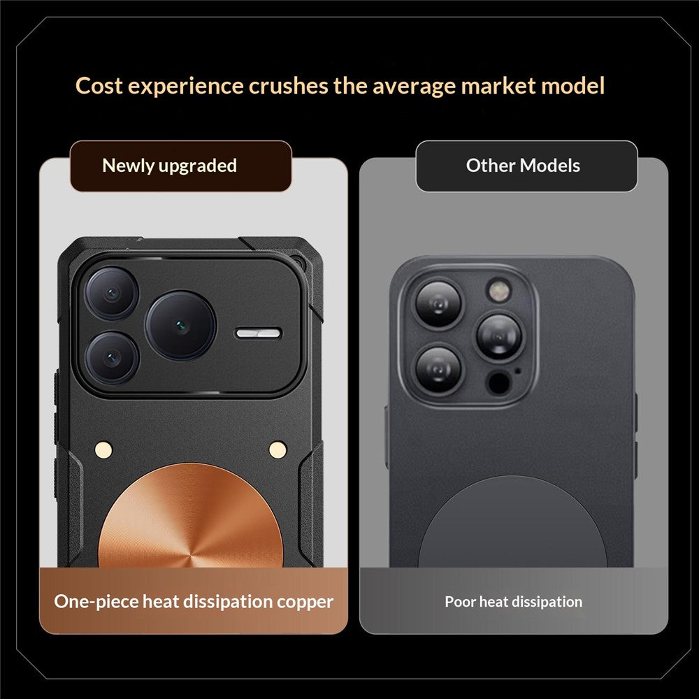 For Honor Power2 5G Case Copper Heat Dissipation TPU + Metal Cooling Phone Cover Support Magnetic Car Mount