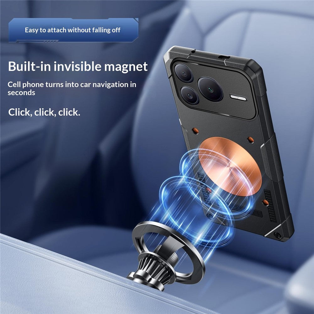For Honor Power2 5G Case Copper Heat Dissipation TPU + Metal Cooling Phone Cover Support Magnetic Car Mount