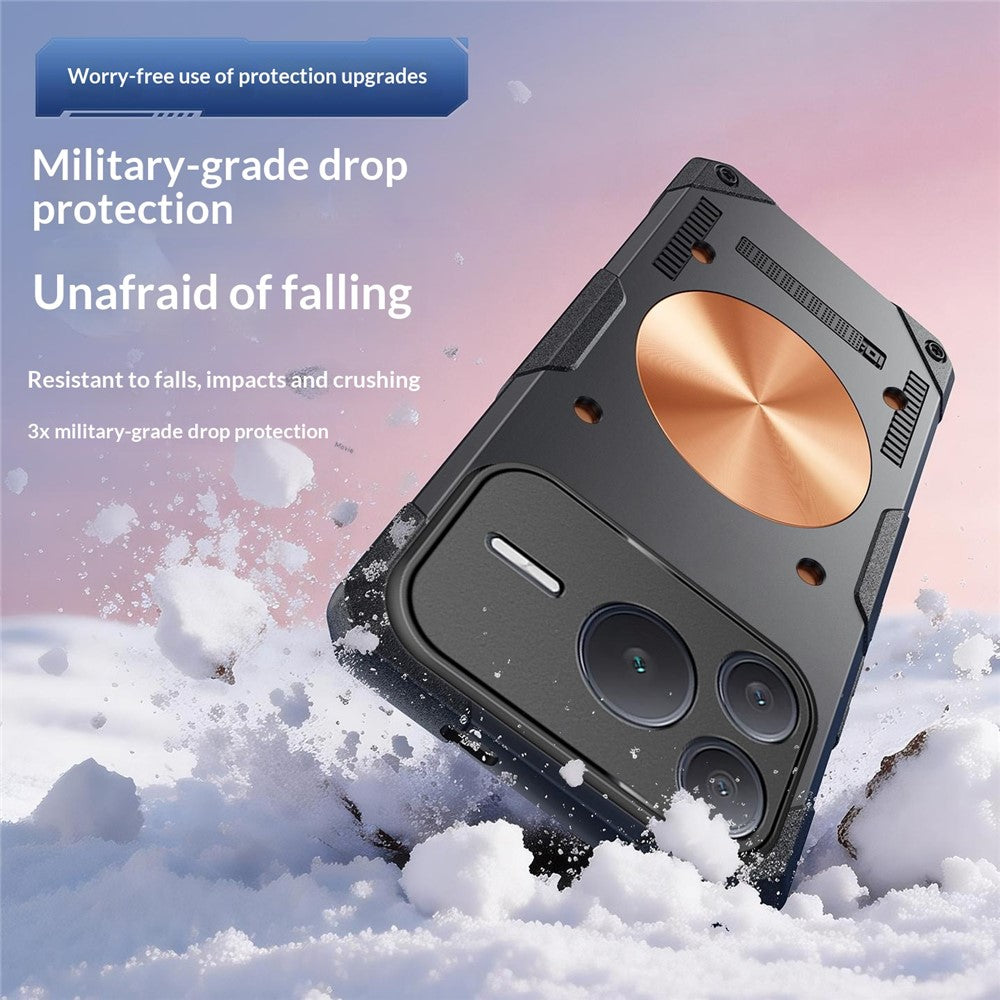 For Honor Power2 5G Case Copper Heat Dissipation TPU + Metal Cooling Phone Cover Support Magnetic Car Mount