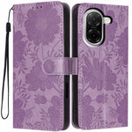 For Xiaomi Redmi A5 NFC (EU) (173.45mm) Wallet Case Imprint Floral PU Leather Stand Flip Phone Cover with Wrist Strap