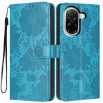 For Xiaomi Redmi A5 NFC (EU) (173.45mm) Wallet Case Imprint Floral PU Leather Stand Flip Phone Cover with Wrist Strap