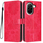 For Xiaomi Redmi A5 NFC (EU) (173.45mm) Wallet Case Imprint Floral PU Leather Stand Flip Phone Cover with Wrist Strap
