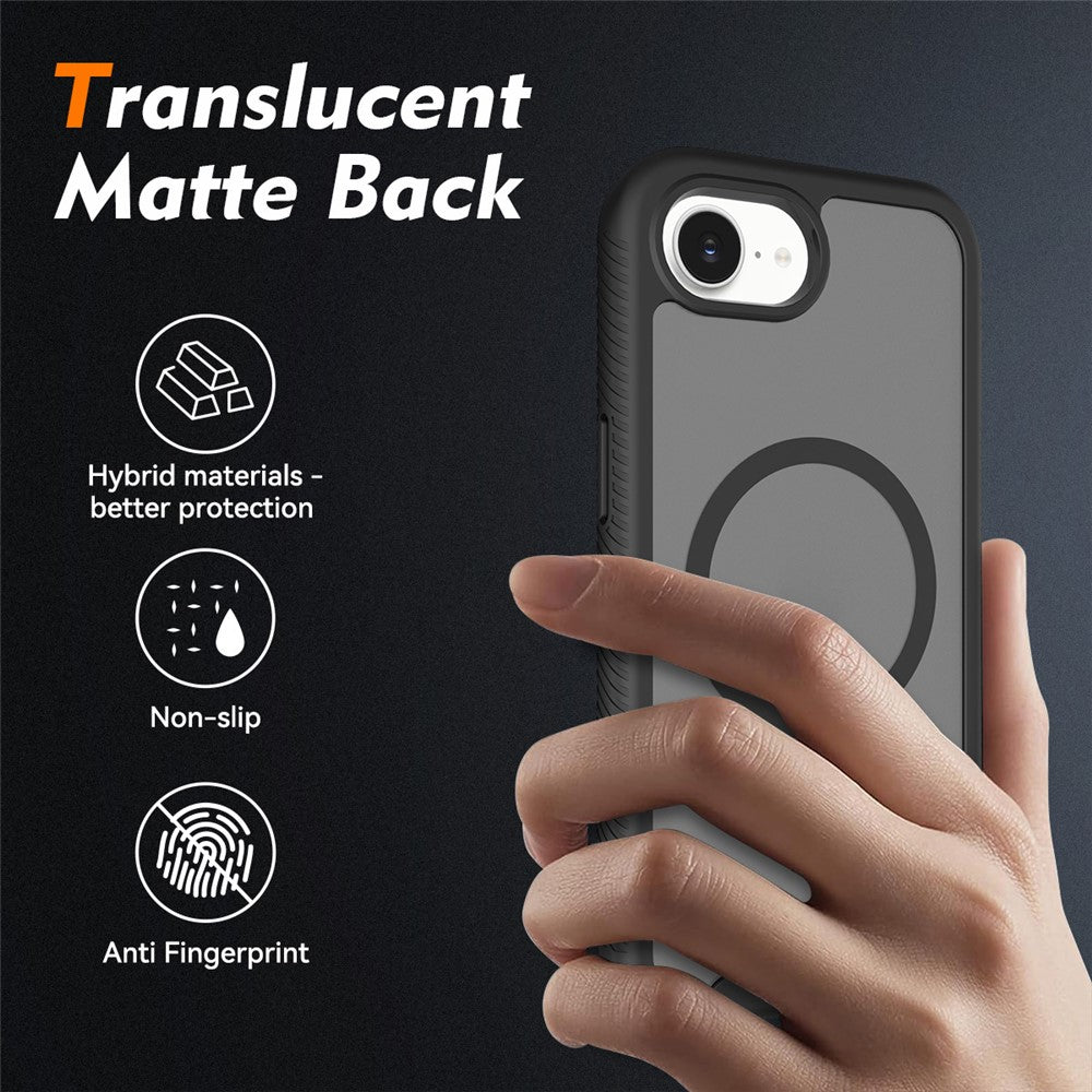Magnetic Phone Case for iPhone 17e / 16e 3 in 1 Translucent Skin Touch PC TPU Back Cover with PET Screen Film