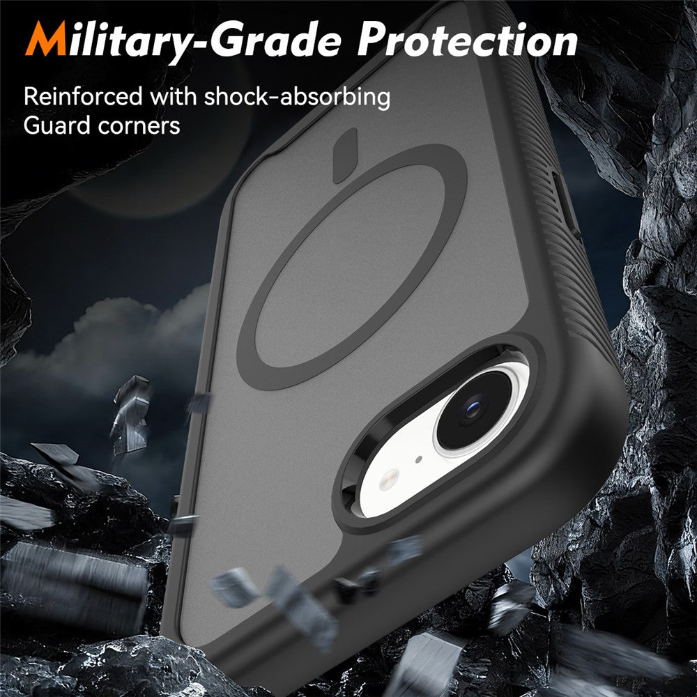 Magnetic Phone Case for iPhone 17e / 16e 3 in 1 Translucent Skin Touch PC TPU Back Cover with PET Screen Film