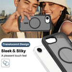 Magnetic Phone Case for iPhone 17e / 16e 3 in 1 Translucent Skin Touch PC TPU Back Cover with PET Screen Film