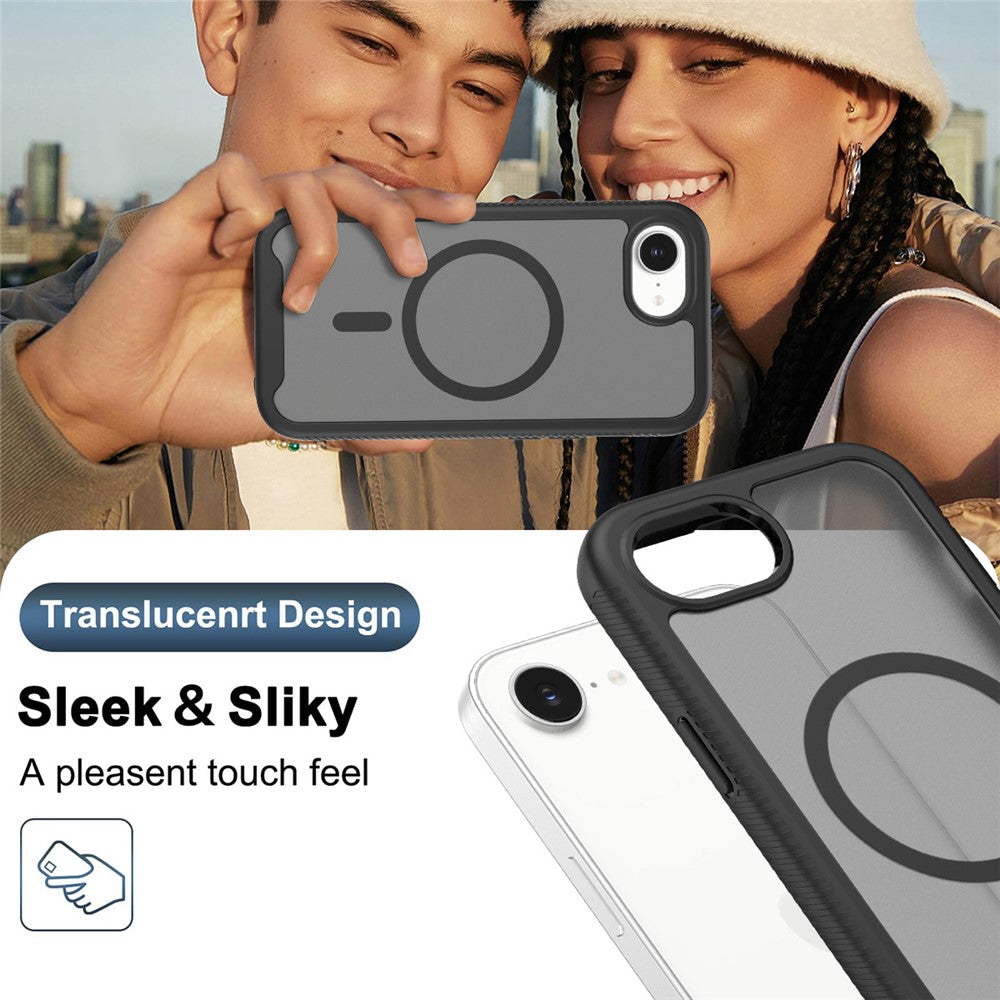 Magnetic Phone Case for iPhone 17e / 16e 3 in 1 Translucent Skin Touch PC TPU Back Cover with PET Screen Film