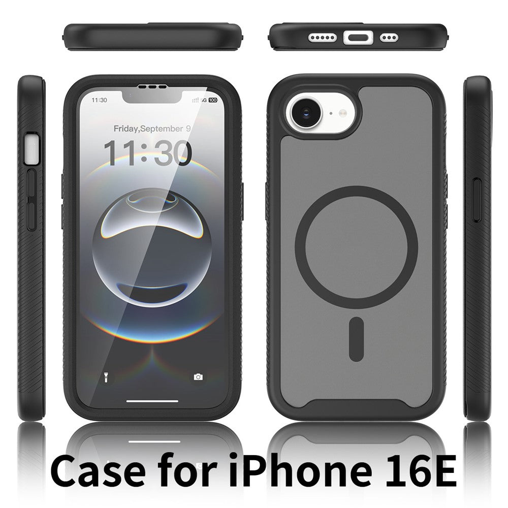 Magnetic Phone Case for iPhone 17e / 16e 3 in 1 Translucent Skin Touch PC TPU Back Cover with PET Screen Film