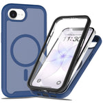 Magnetic Phone Case for iPhone 17e / 16e 3 in 1 Translucent Skin Touch PC TPU Back Cover with PET Screen Film