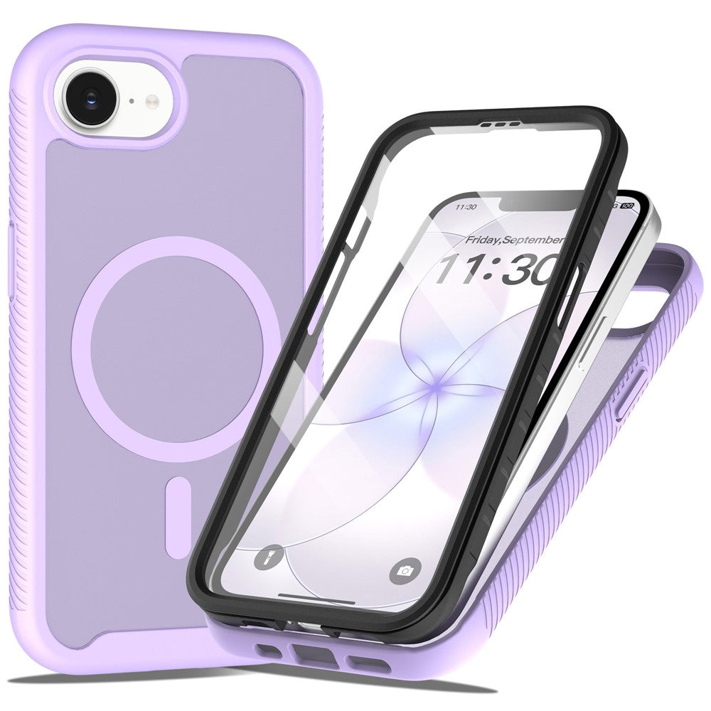 Magnetic Phone Case for iPhone 17e / 16e 3 in 1 Translucent Skin Touch PC TPU Back Cover with PET Screen Film
