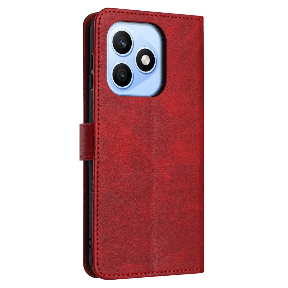 For Honor X8d 4G Wallet Case Flip Stand Calf Texture PU Leather Phone Cover with Strap