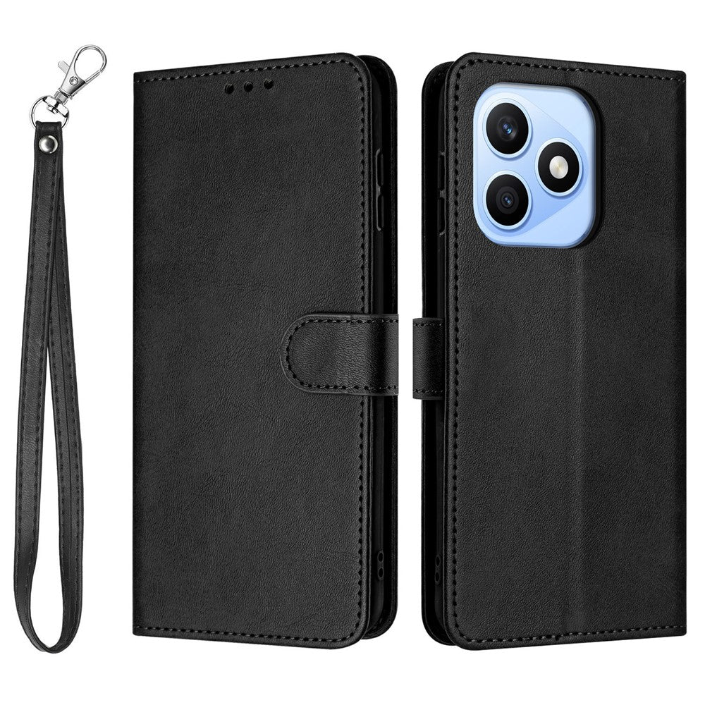 For Honor X8d 4G Wallet Case Flip Stand Calf Texture PU Leather Phone Cover with Strap