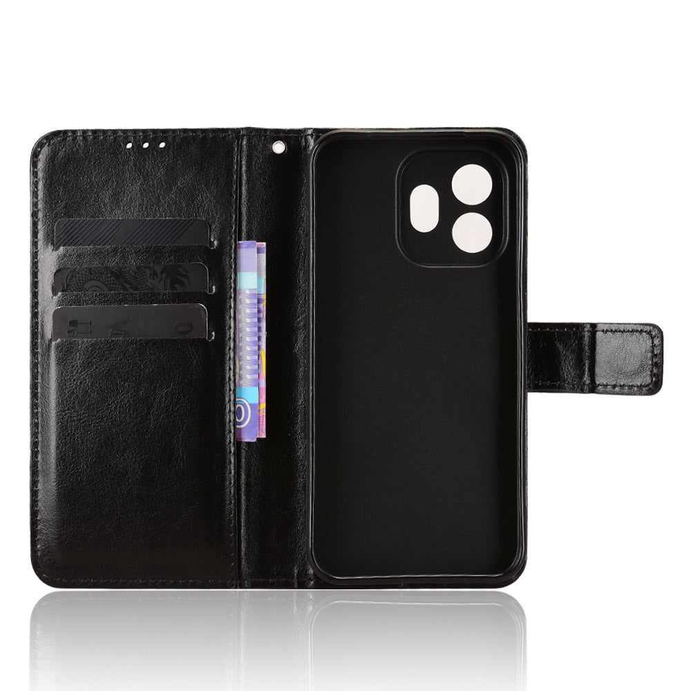 OnePlus 15T 5G PU-läderskal med rem Crazy Horse Texture Phone Wallet Cover