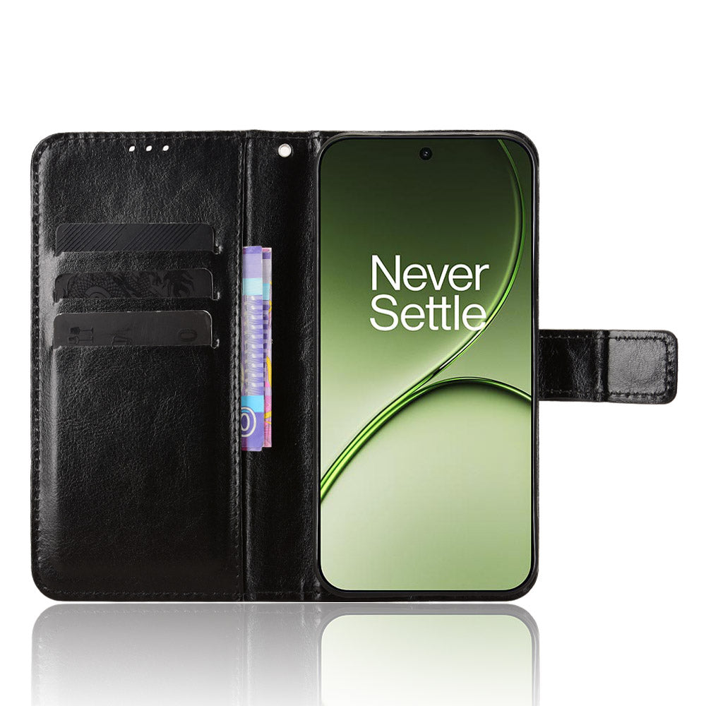 OnePlus 15T 5G PU-läderskal med rem Crazy Horse Texture Phone Wallet Cover