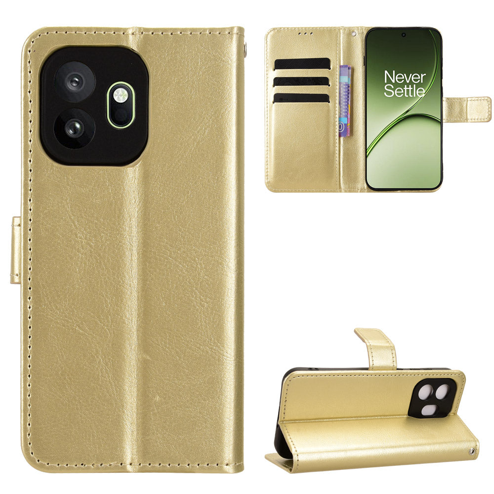 OnePlus 15T 5G PU-läderskal med rem Crazy Horse Texture Phone Wallet Cover