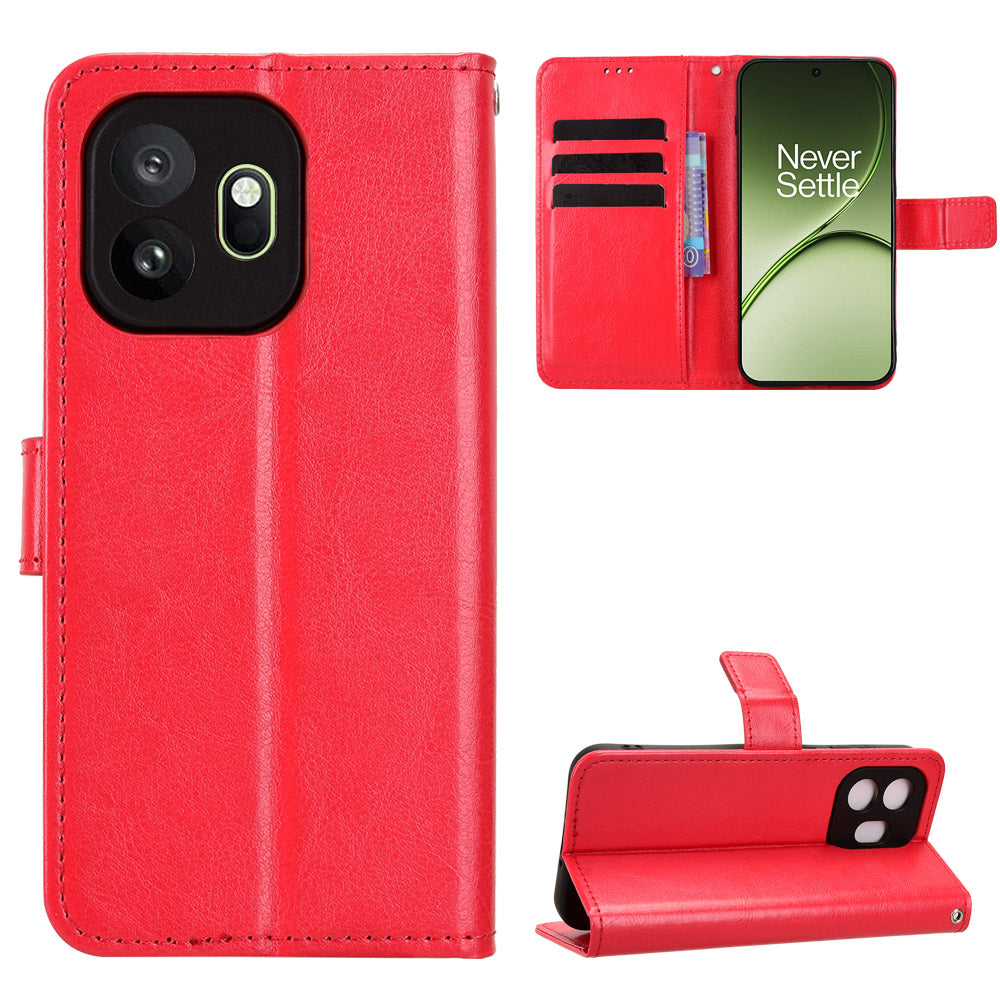 OnePlus 15T 5G PU-läderskal med rem Crazy Horse Texture Phone Wallet Cover