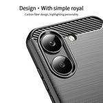 Mofi For Xiaomi Redmi Turbo 5 5G Back Cover Brushed Texture Carbon Fiber Soft TPU Case