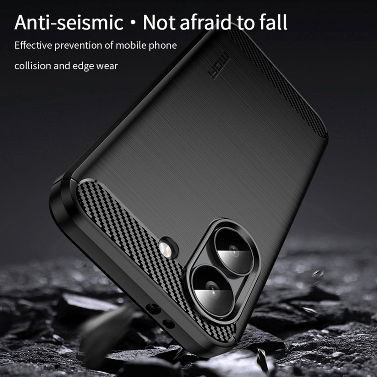 Mofi For Xiaomi Redmi Turbo 5 5G Back Cover Brushed Texture Carbon Fiber Soft TPU Case