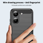 Mofi For Xiaomi Redmi Turbo 5 5G Back Cover Brushed Texture Carbon Fiber Soft TPU Case