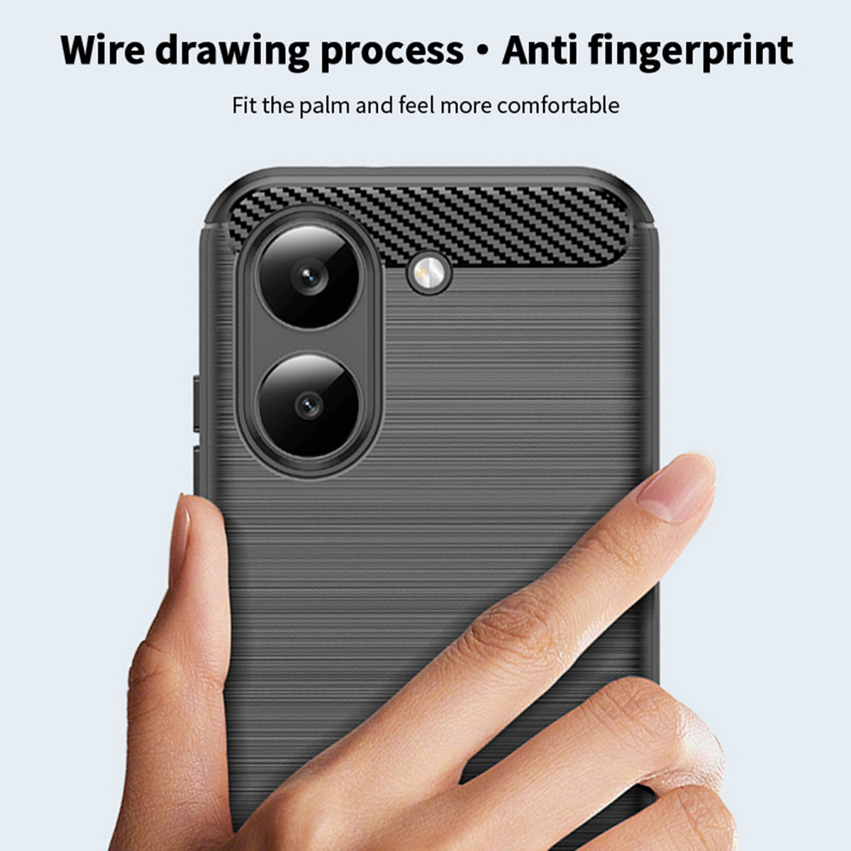 Mofi For Xiaomi Redmi Turbo 5 5G Back Cover Brushed Texture Carbon Fiber Soft TPU Case