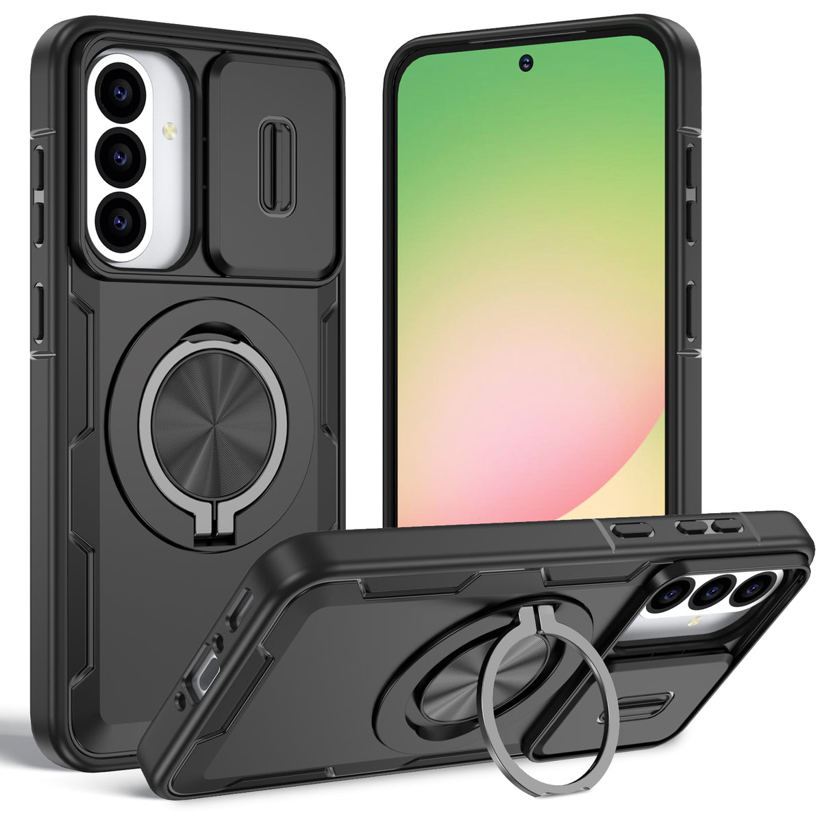 Til Samsung Galaxy A56 5G / Galaxy A36 5G Magnetisk Cover med Skydbart Kameralåg, Roterende Støttefod i PC + TPU
