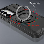 Til Samsung Galaxy A56 5G / Galaxy A36 5G Magnetisk Cover med Skydbart Kameralåg, Roterende Støttefod i PC + TPU