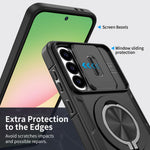 Til Samsung Galaxy A56 5G / Galaxy A36 5G Magnetisk Cover med Skydbart Kameralåg, Roterende Støttefod i PC + TPU