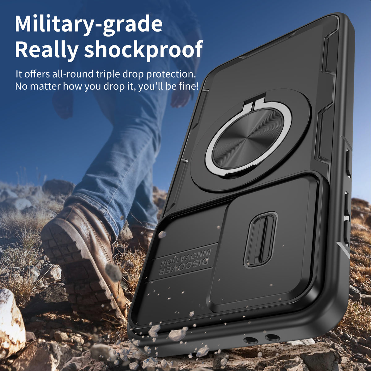 Til Samsung Galaxy A56 5G / Galaxy A36 5G Magnetisk Cover med Skydbart Kameralåg, Roterende Støttefod i PC + TPU