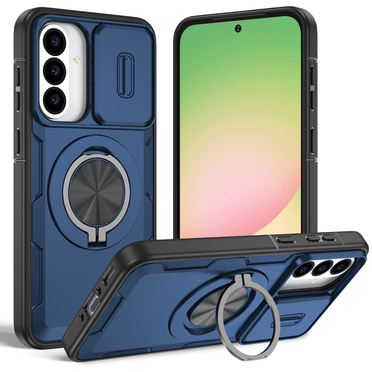 Til Samsung Galaxy A56 5G / Galaxy A36 5G Magnetisk Cover med Skydbart Kameralåg, Roterende Støttefod i PC + TPU