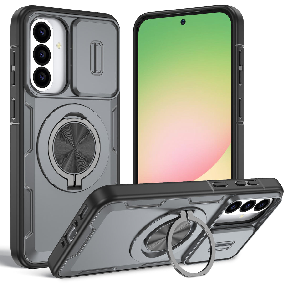Til Samsung Galaxy A56 5G / Galaxy A36 5G Magnetisk Cover med Skydbart Kameralåg, Roterende Støttefod i PC + TPU