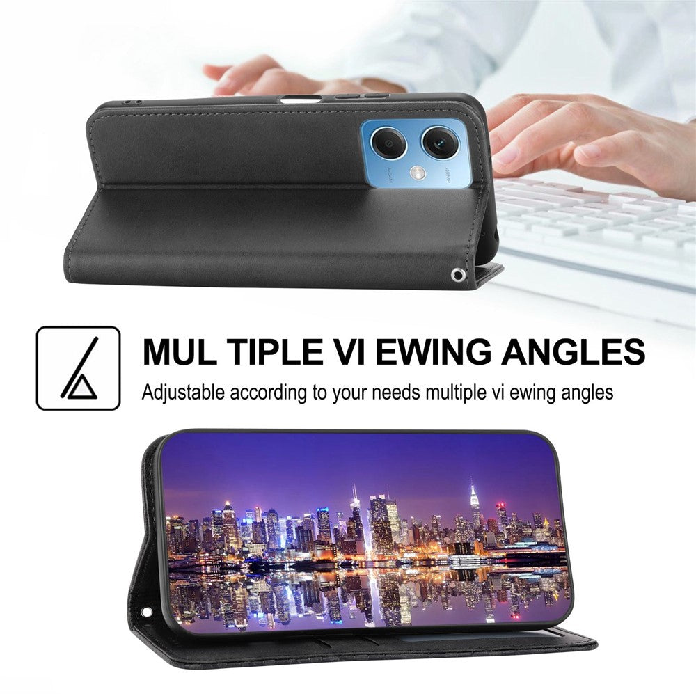 PU Leather Case for Xiaomi Redmi Note 12 5G (Global) / (India) / (China) / Poco X5 5G , Wallet Phone Stand Calf Texture Magnetic Closure Imprinted Rhombus Pattern Cover