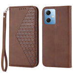 PU Leather Case for Xiaomi Redmi Note 12 5G (Global) / (India) / (China) / Poco X5 5G , Wallet Phone Stand Calf Texture Magnetic Closure Imprinted Rhombus Pattern Cover
