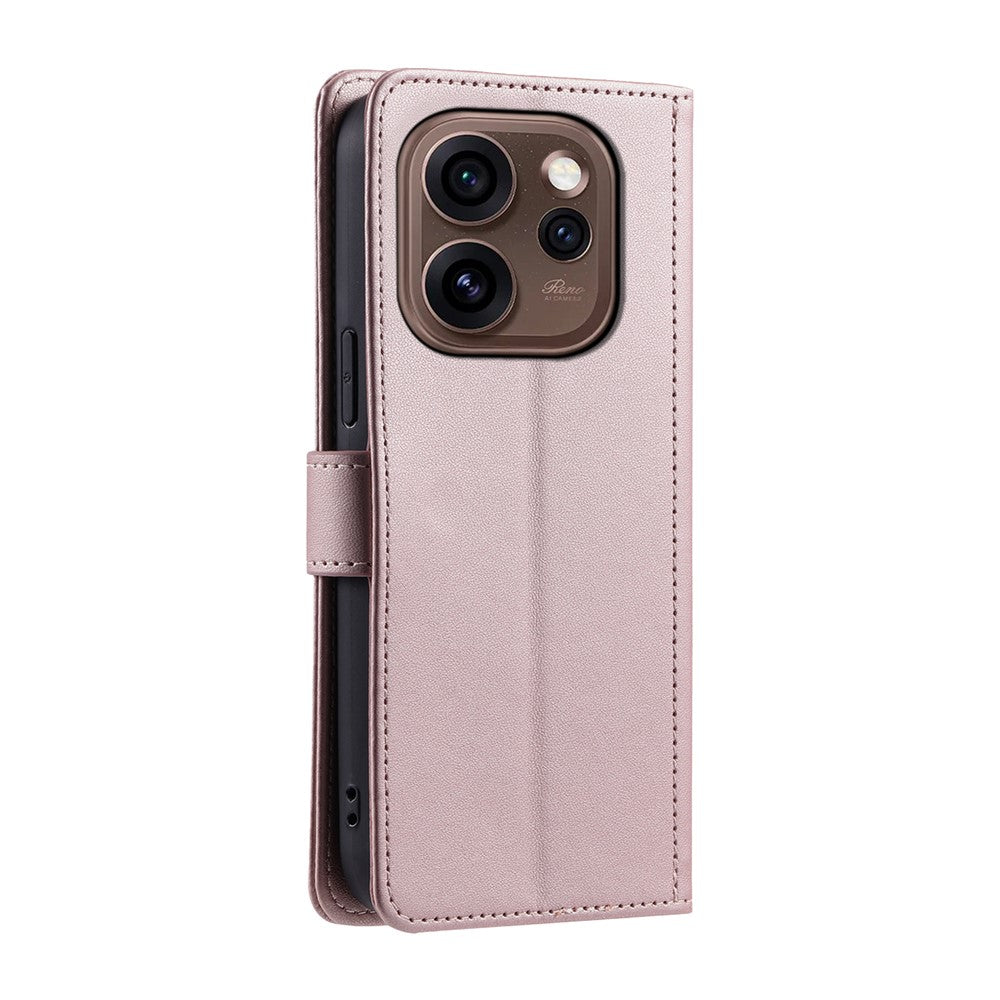 PU-läderfodral till Oppo Reno15 Pro Max 5G (Global) / Reno15 Pro 5G (Kina) Plånboksfodral med Rhombus Grid-mönster och axelrem / handledsrem