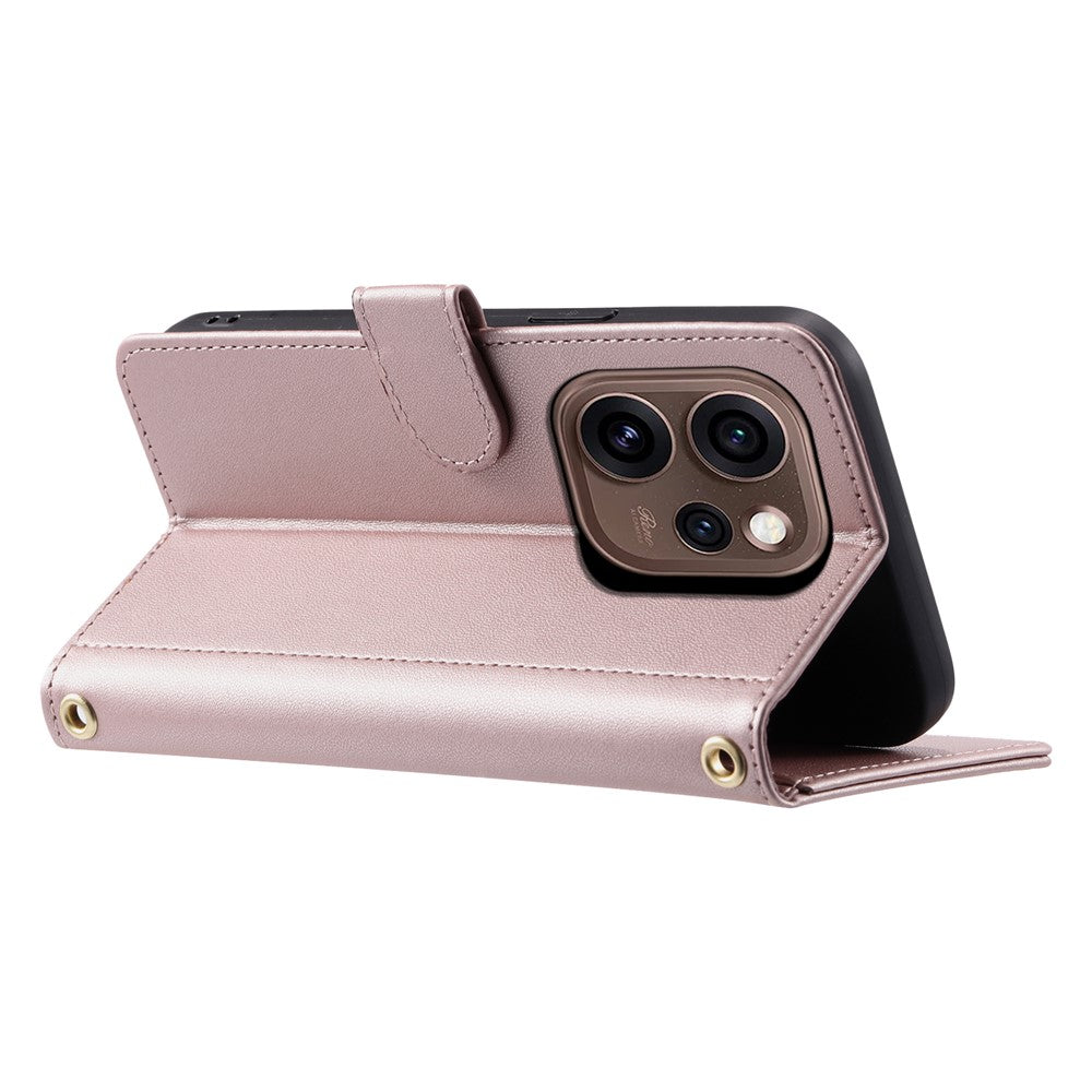 PU-läderfodral till Oppo Reno15 Pro Max 5G (Global) / Reno15 Pro 5G (Kina) Plånboksfodral med Rhombus Grid-mönster och axelrem / handledsrem