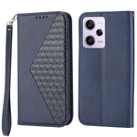 For Xiaomi Redmi Note 12 Pro 5G  / Note 12 Pro Speed 5G / Poco X5 Pro 5G Imprinted Rhombus Pattern Stand Calf Texture Cover PU Leather Wallet Magnetic Closure Case